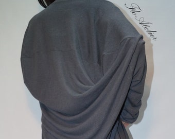 Loose Long Grey Blouse/Knit Oversized Top/Summer Grey Sweater/Extra Long Sleeve Tunic/Handmade Extravagant Tunic/Knit Tunic/Knit Top/F1358