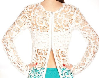 Lace Blouse/Lace Jacket/Extravagant Top/Casual Extravagant Tunic/Handmade Lace Vest/Fashion Top/Handcrafted Lace Top/F1060