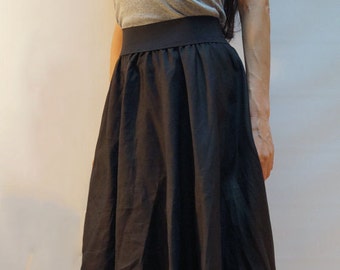 Long Loose Linen Skirt/Summer Maxi Skirt/Black Extravagant Maxi Skirt/Summer Dress/Casual Skirt With Pocket/Handmade Loose Skirt/F1218
