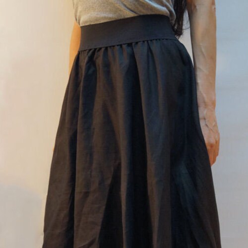 Long Loose Linen Skirt/Summer Maxi Skirt/Black Extravagant Maxi Skirt/Summer Dress/Casual Skirt With Pocket/Handmade Loose Skirt/F1218