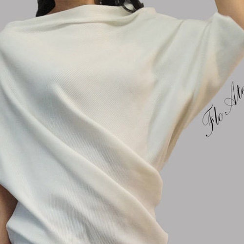 Oversized Asymmetrical Tunic/White Casual Top/Handmade Cotton Dress/Loose Woman Tunic/Cotton Blouse/Handmade White Sweater Dress/F1083