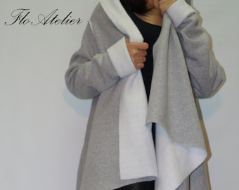 Grey Loose Asymmetrical Cardigan/All Season Cape Coat/Handmade Poncho/Long Sleeve Trench Coat/Jacket for Women/High Quality Vest/F1365