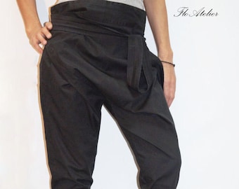 Loose Casual Pants/Black Drop Crotch Harem Pants/Extravagant Black Pants/Unisex Pants/Harem Pants/Handmade Black Pants/Maxi Pants/F1332