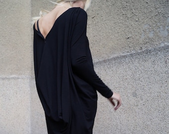 XXL XXXL Dress/Daywear Dress/Maxi Dress/Long Sleeve Dress/Extravagant Dress/Draped Dress/Floor Length Dress/Long Dress/Turtle Neck/F1590