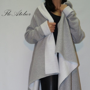 Grey Loose Asymmetrical Cardigan/All Season Cape Coat/Handmade Poncho/Long Sleeve Trench Coat/Jacket for Women/High Quality Vest/F1365 image 1