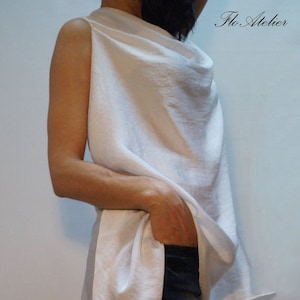 Loose White Tunic/Handmade Asymmetrical Tunic/Summer Top/Extravagant Tunic Top/Casual White Tunic/Handmade White Top/Open Back Top/F1230