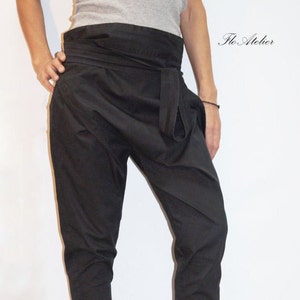 Loose Casual Pants/Black Drop Crotch Harem Pants/Extravagant Black Pants/Unisex Pants/Harem Pants/Handmade Black Pants/Maxi Pants/F1332 image 1