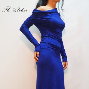 Long Sleeve Maxi Dress/Casual Evening Elegant Dress/Sexy Women Party Dress/Extravagant Dress/Dress With Open Shoulders/Handmade Dress/F1286