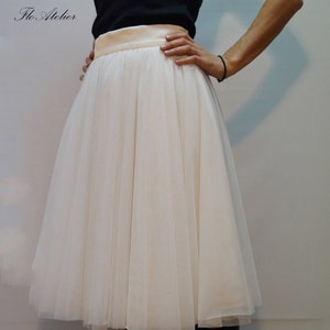Women Tulle Skirt/Tutu Skirt/Princess Skirt/Handmade White Skirt/Short Skirt/Off White Skirt/Grunch Skirt/Long Casual Skirt/F1352