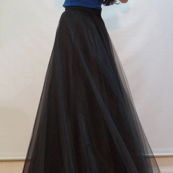 Jupe en Tulle/jupe Tutu/jupe princesse/jupe de mariage/jupe longue/jupe en Tulle noir/jupe longue noire/jupe maxi noire à la main/F1162