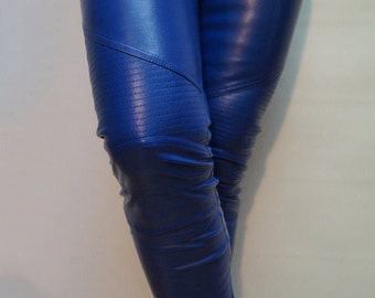 light blue leather pants