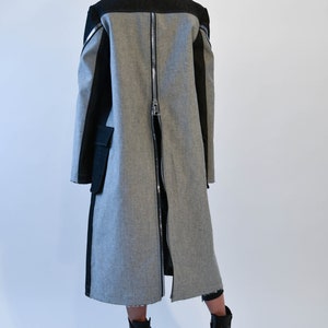 Patch Pocket Coat/Long Denim Coat/All Season Collar Coat/Straight Cut Coat/Trench Coat/Minimalist Coat/Zipper Coat/Oversized Coat/F1984 image 6