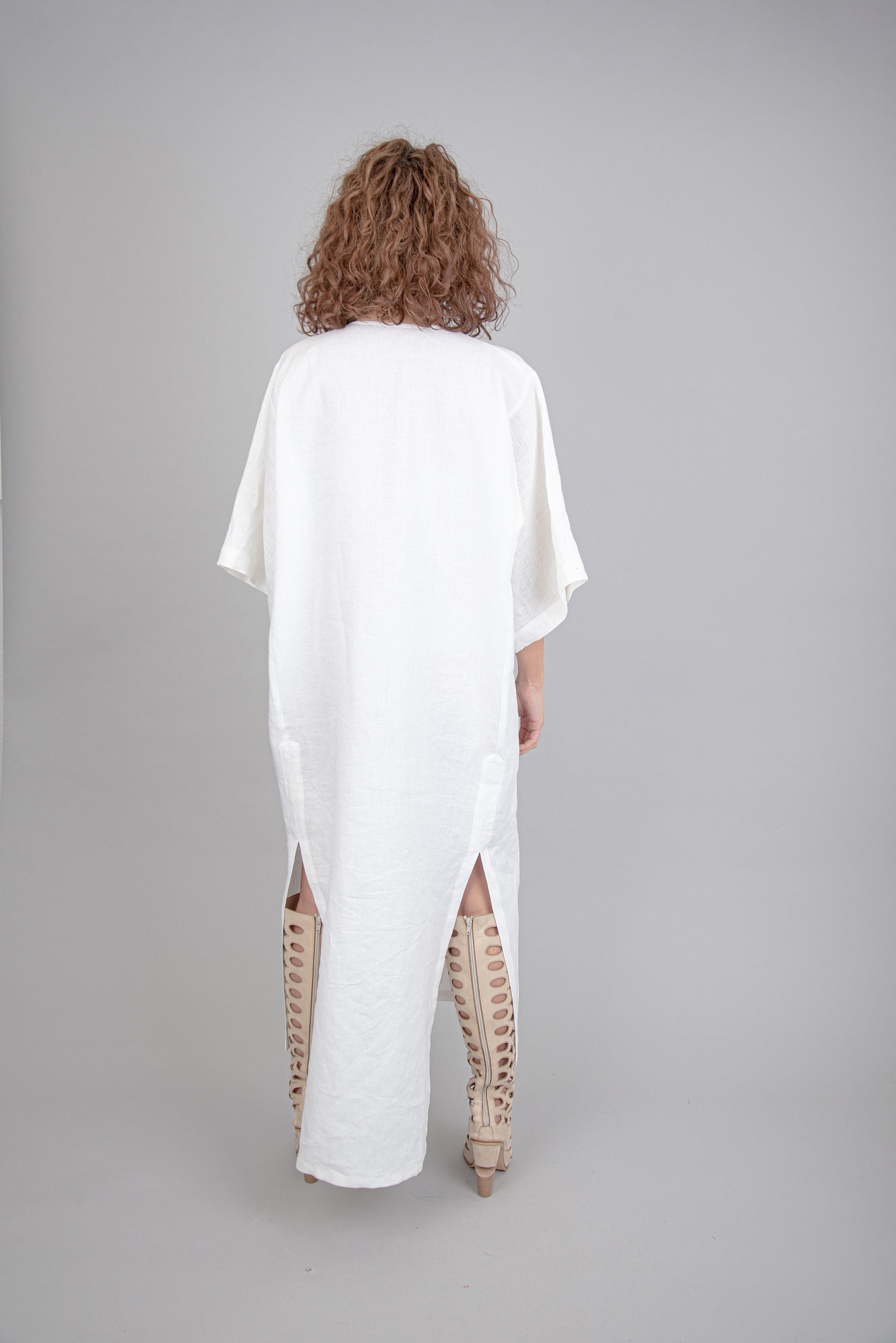 White Linen Robe/oversized Linen Dress/white Tunic/casual Etsy