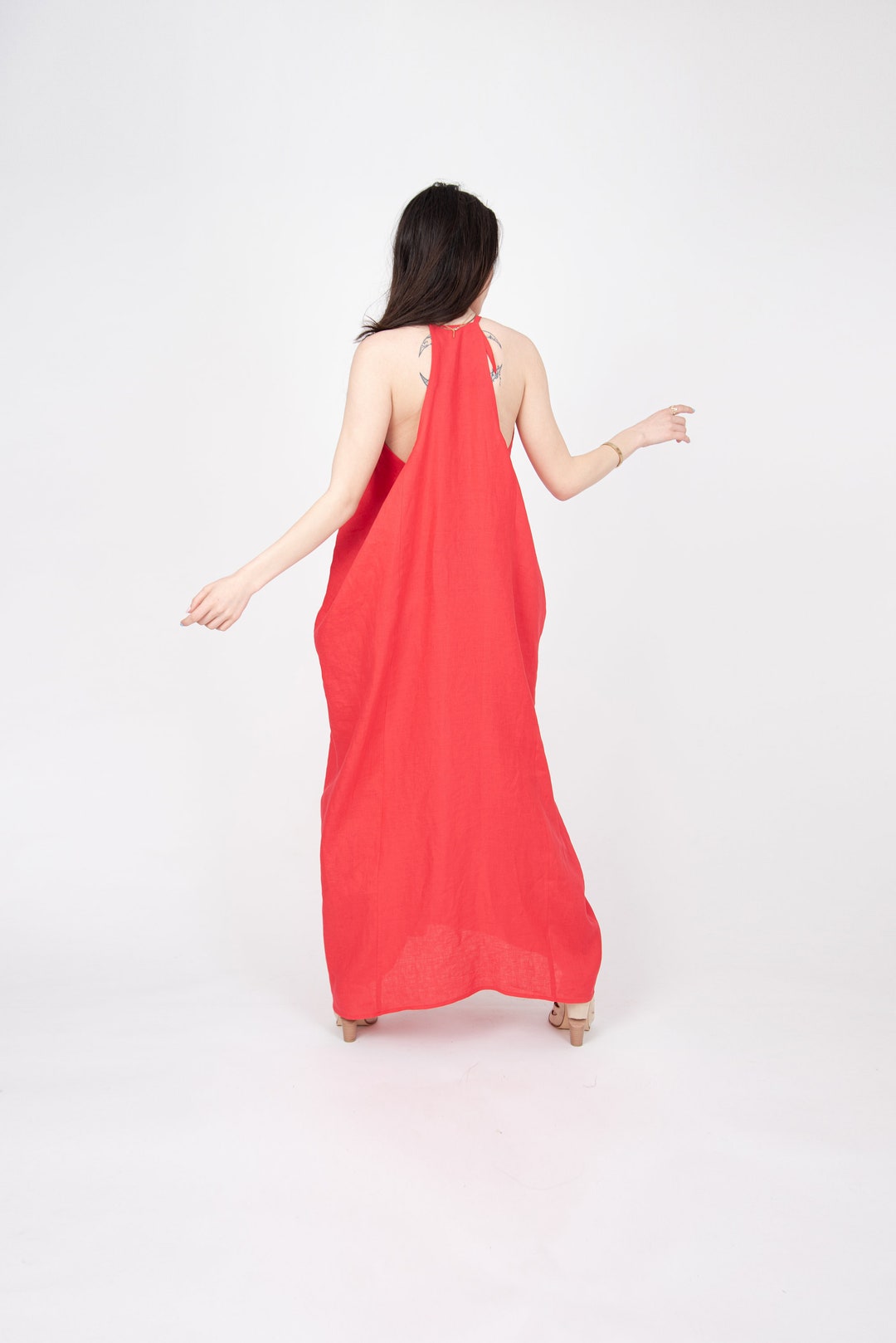 Linen Summer Dress/linen Maxi Dress/linen Beach Dress/red Linen Dress ...