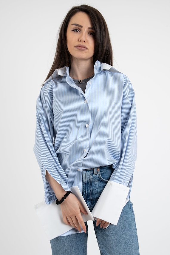 oversized blue dress shirt Everlane Cinched Dress, Stretch Linen, Estate Blue, Size 2 main image 1