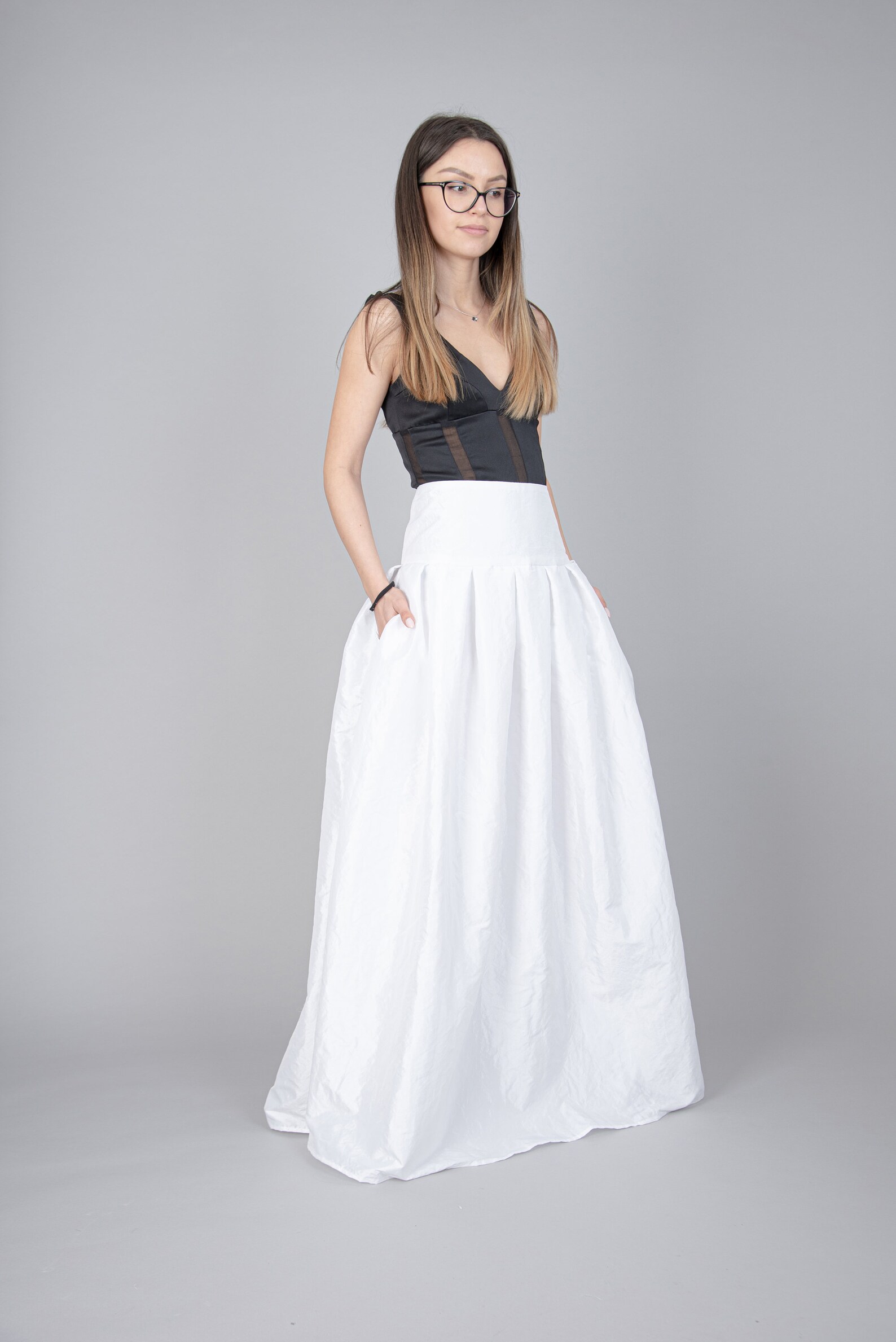 White long maxi skirt