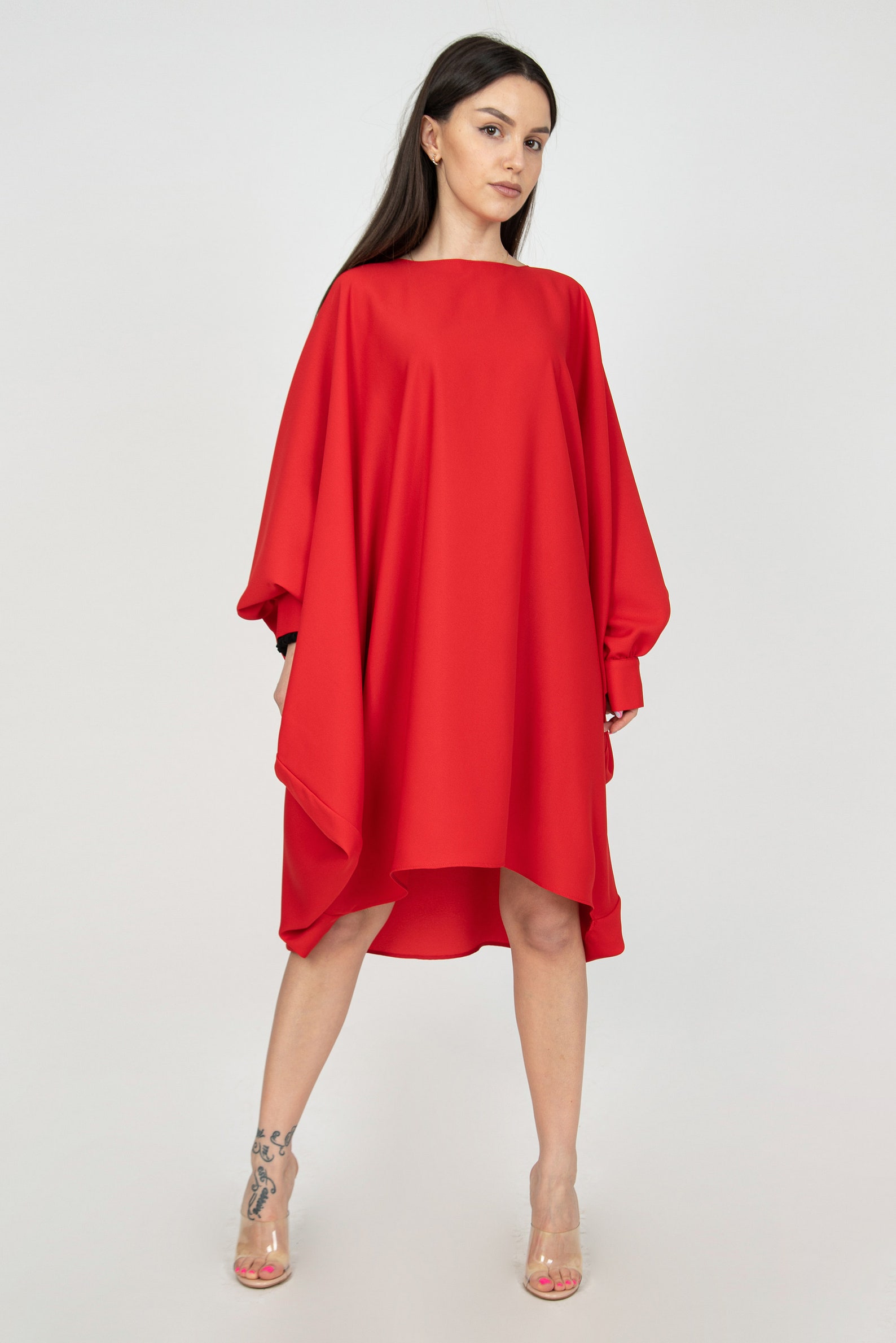 Red Oversized Dress/circle Red Dress/elegant Flowing - Etsy