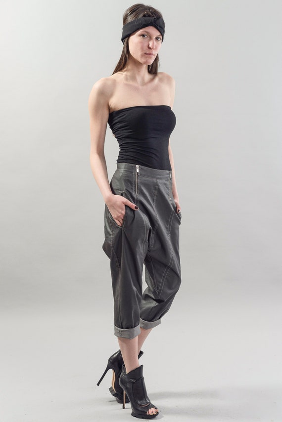 Track Pants/Loose Pants/Drop Crotch Pants/Shell Trimmed Pants/Harem Pants/Extravagant Denim Pants/Unisex Pants/Zipper Pants/Trousers/F1817
