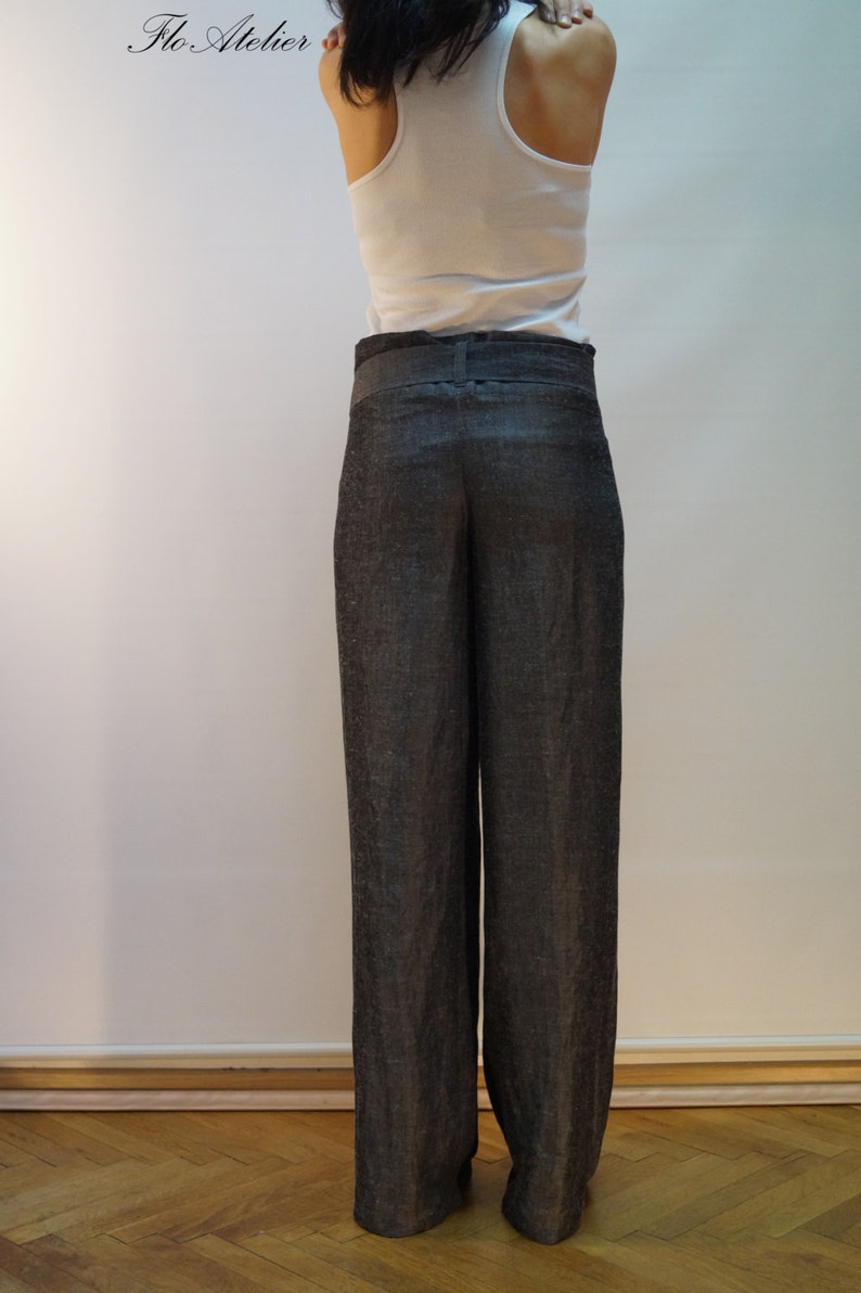 Drop Crotch Linen Trousers in Sun