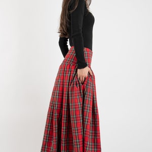 Lovely Checked Long Maxi Skirt/High or Low Waist Skirt/Long Waistband Skirt/Handmade Skirt/Low Waisted Black Skirt/Formal Skirt/Skirt/F2128 image 7