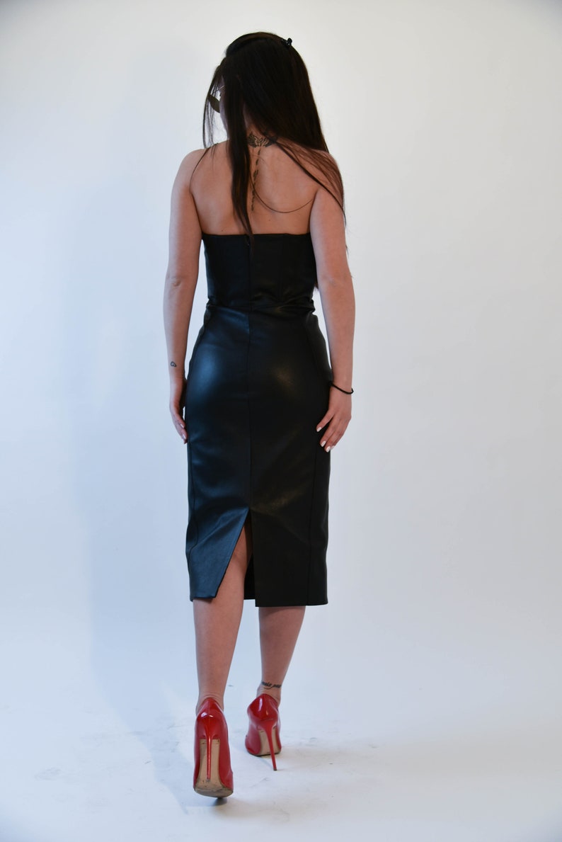 Vegan Leather Dress Cap Sleeve-Pale Gold main image 0