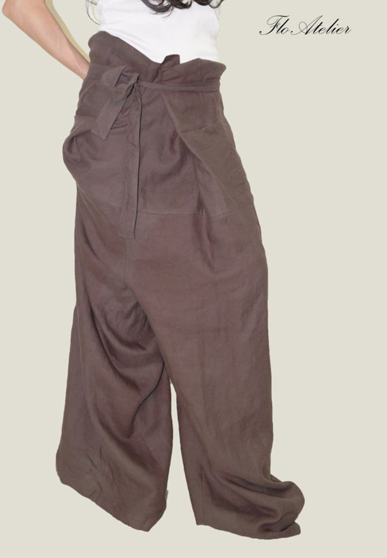 Loose Linen Pants/Linen Harem Pants/Wide Leg Pants/Casual Skirt Pants/Casual Pants/Handmade Fashion Pants/Maxi Linen Pants/Loose Pants/F1020 image 1