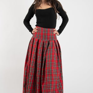 Lovely Checked Long Maxi Skirt/High or Low Waist Skirt/Long Waistband Skirt/Handmade Skirt/Low Waisted Black Skirt/Formal Skirt/Skirt/F2128 image 8