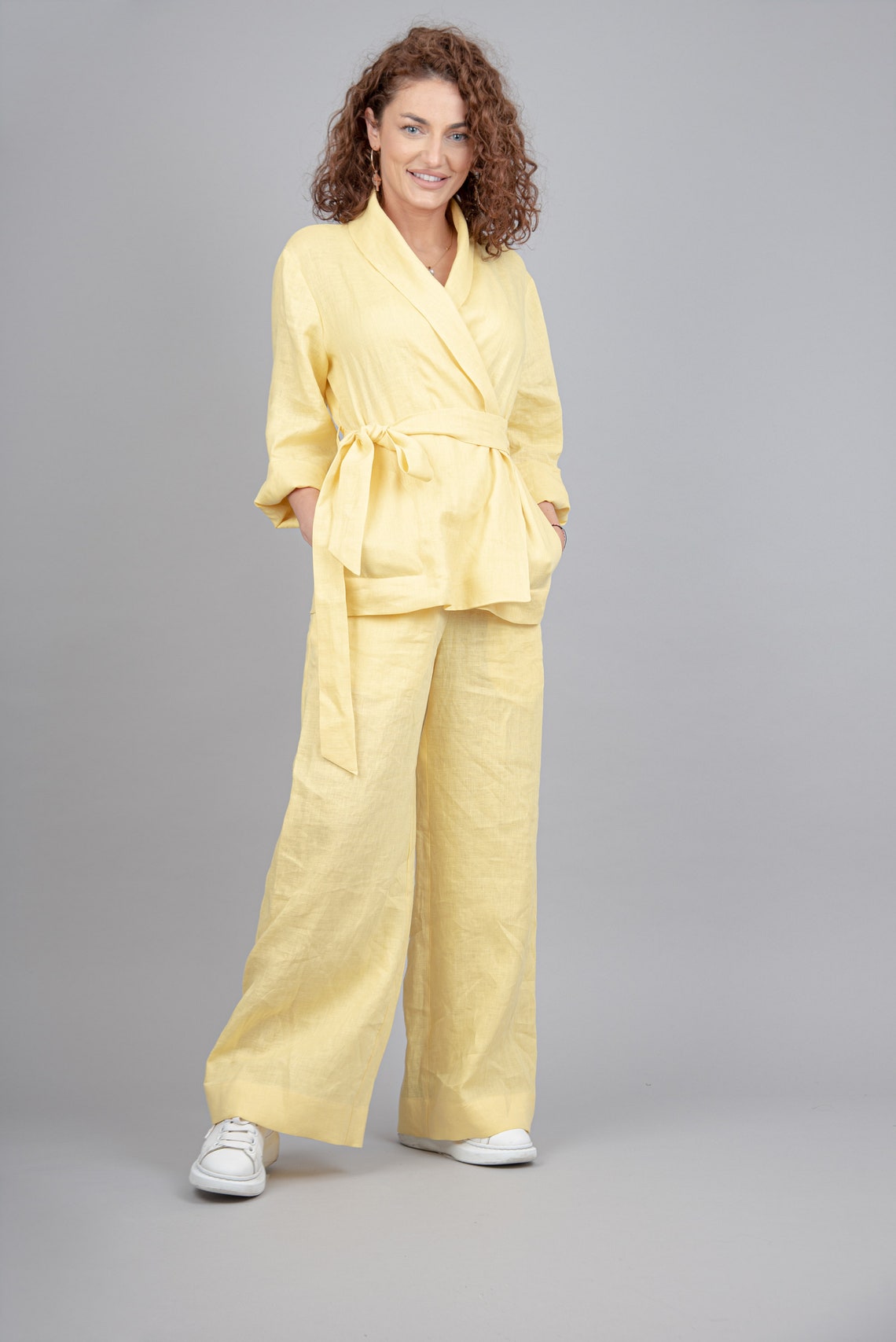 Belted Linen Top/handmade Linen Shirt/belted Linen Shirt/linen Etsy