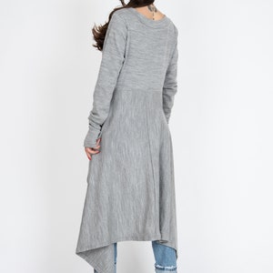 Grey Asymmetrical Sweater/Cozy Sweater/Sweater Dress/Knit Dress/Women Ribbed Sweater/Maxi Blouse/Over Sized Knit Top/Winter Blouse/F1234 image 3