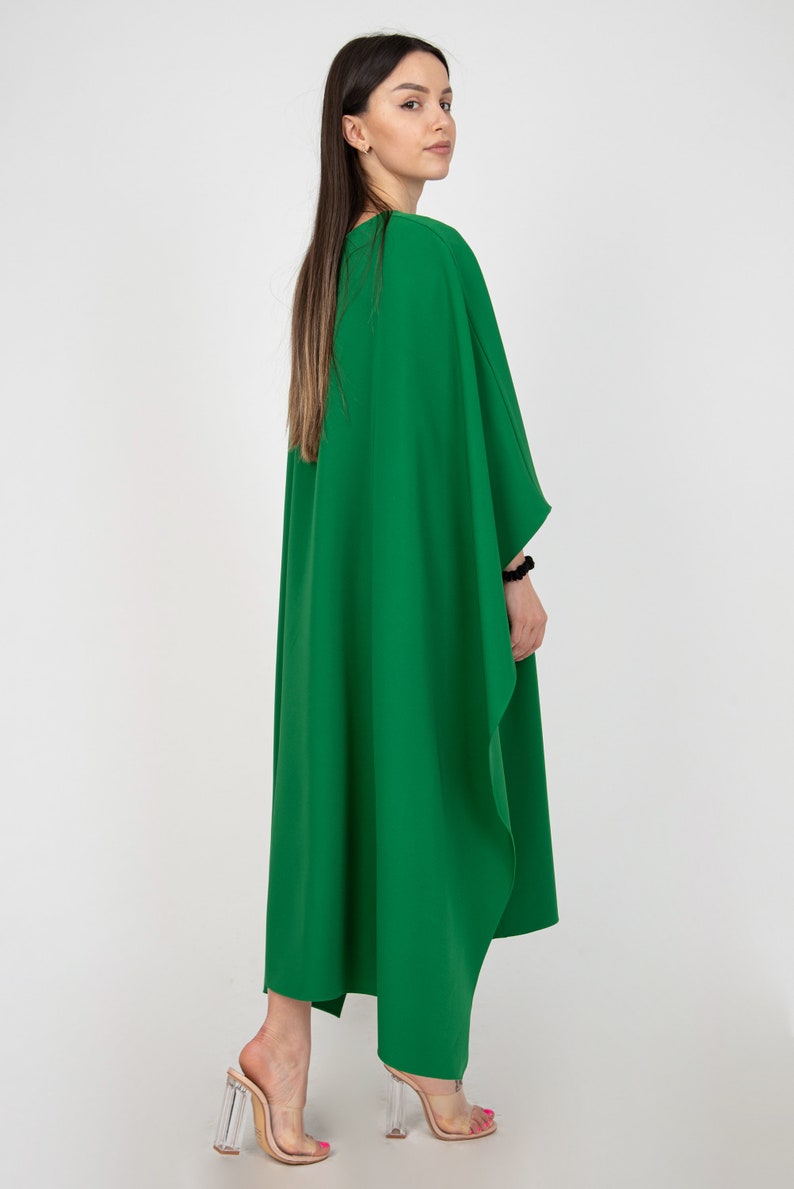 Green Cape Dress/oversized Dress/elegant Flowing - Etsy