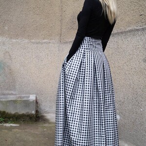 Gingham Lovely Black and White Long Maxi Skirt/High or Low | Etsy