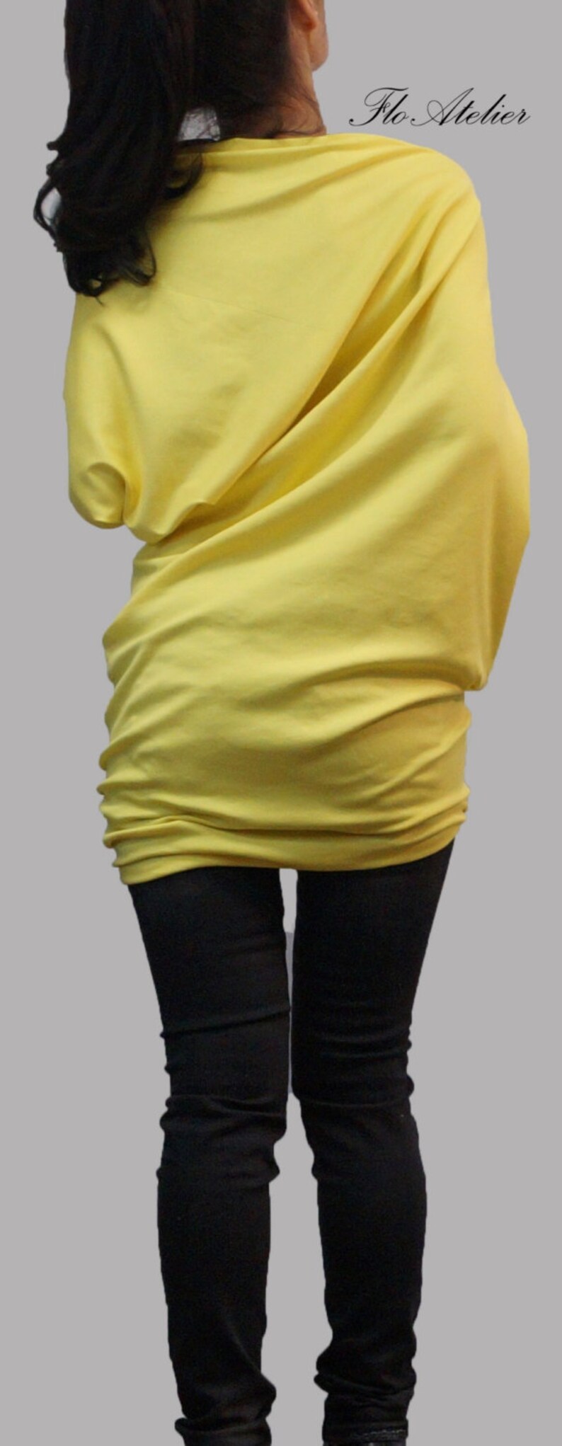 Oversized Asymmetrical TunicYellow TopHandmade Cotton DressLoose Women TunicCotton BlouseHandmade Sweater DressAsymmetrical TopF1084