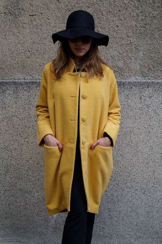Bomber Coat yellow Coat wool Cashmere Coat winter Coat oversize