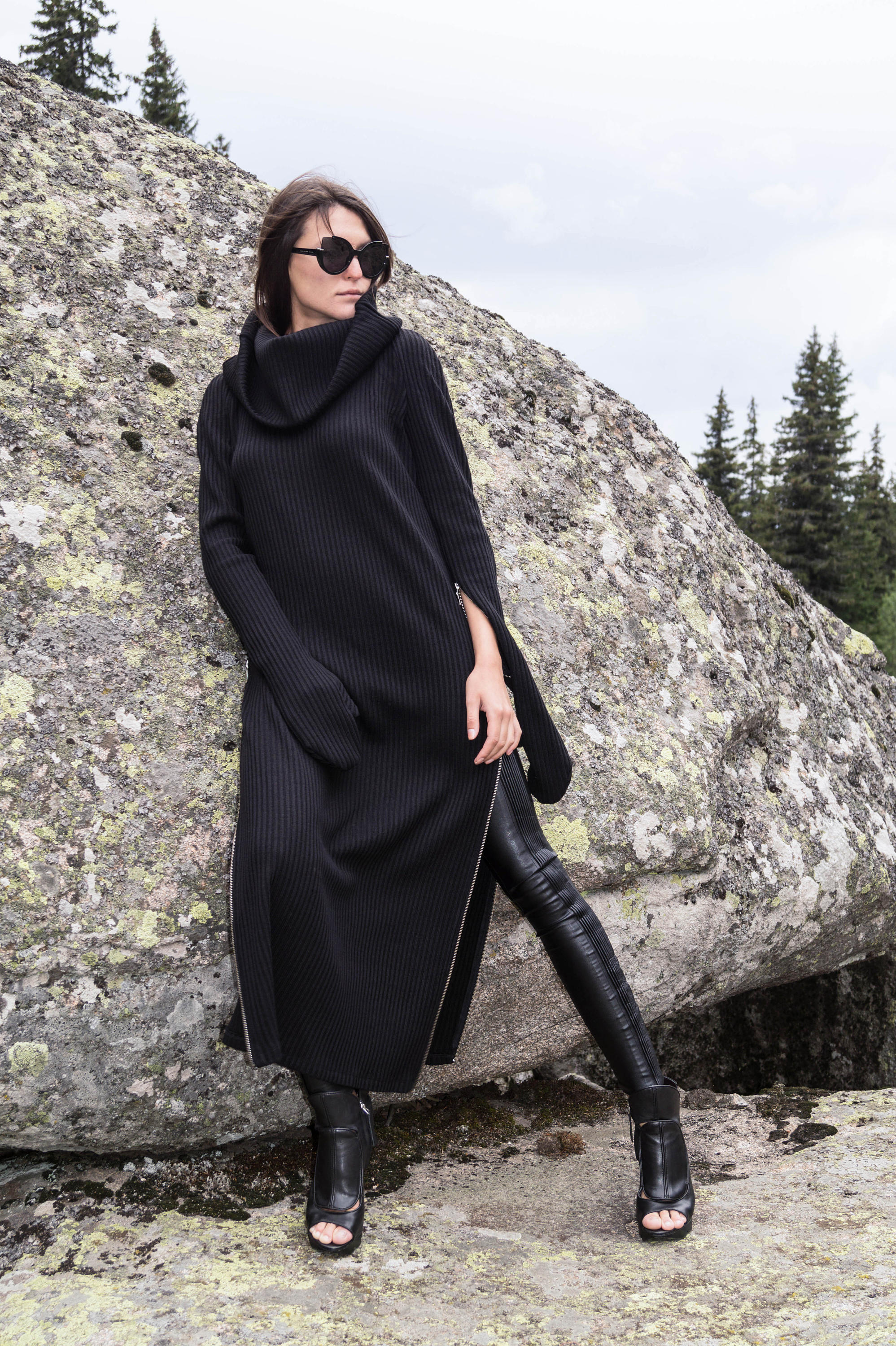 black sweater dress outfit Wherever You Go Black Turtleneck Sweater Dress, Large - The Mint Julep Boutique