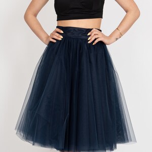 Women Tulle Skirt/Tutu Skirt/Princess Skirt/Blue Short Skirt/Blue Tutu Skirt/Casual Ballet Skirt/Dark Blue Mini Skirt/F2414 image 5