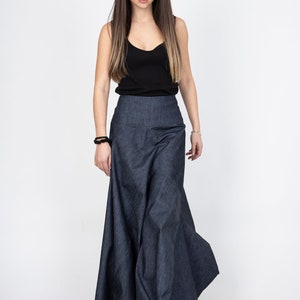 Denim Skirt/Denim Dress/Asymmetrical Jean Skirt/Casual Women Long Skirt/Long Dress/Asymmetrical Denim Handmade Long Dress/F2370 image 2