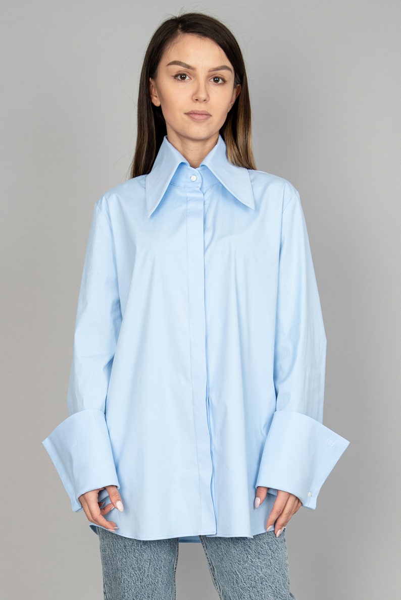 Light Blue Shirt/elegant Formal Shirt/minimalist Blue - Etsy