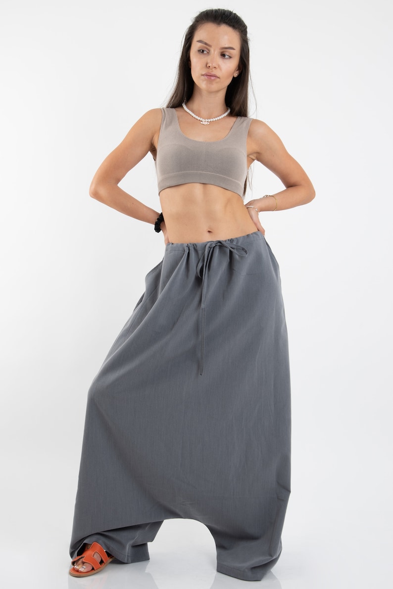 Loose Skirt Pants/casual Pants/black Drop Crotch Harem Etsy