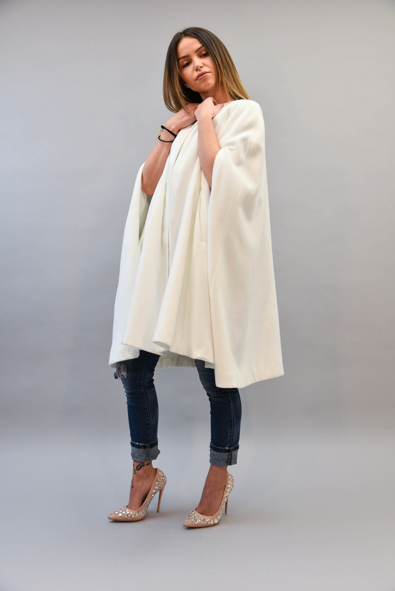 Winter Cape Coat/jacket for Women/white Wool Cape/cape Etsy
