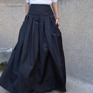 Lovely Black Long Maxi Skirt/High or Low Waist Skirt/Long Waistband Skirt/Handmade Skirt/Low Waisted Black Skirt/Formal Skirt/Skirt/F1190 image 5