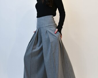 パンツ Fallett Two-way layered skirt pants light gray FA2403PT06LG Soft Pleat Knit - Tiered Skirt-Pant - Olive - Final Sale