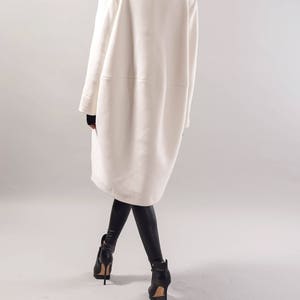 Straight Coat/Off White Coat/Wool Cashmere Coat/Winter Coat/Oversize Coat/Unstructured Coat/Asymmetrical Coat/Extravagant Coat/F1731 image 7