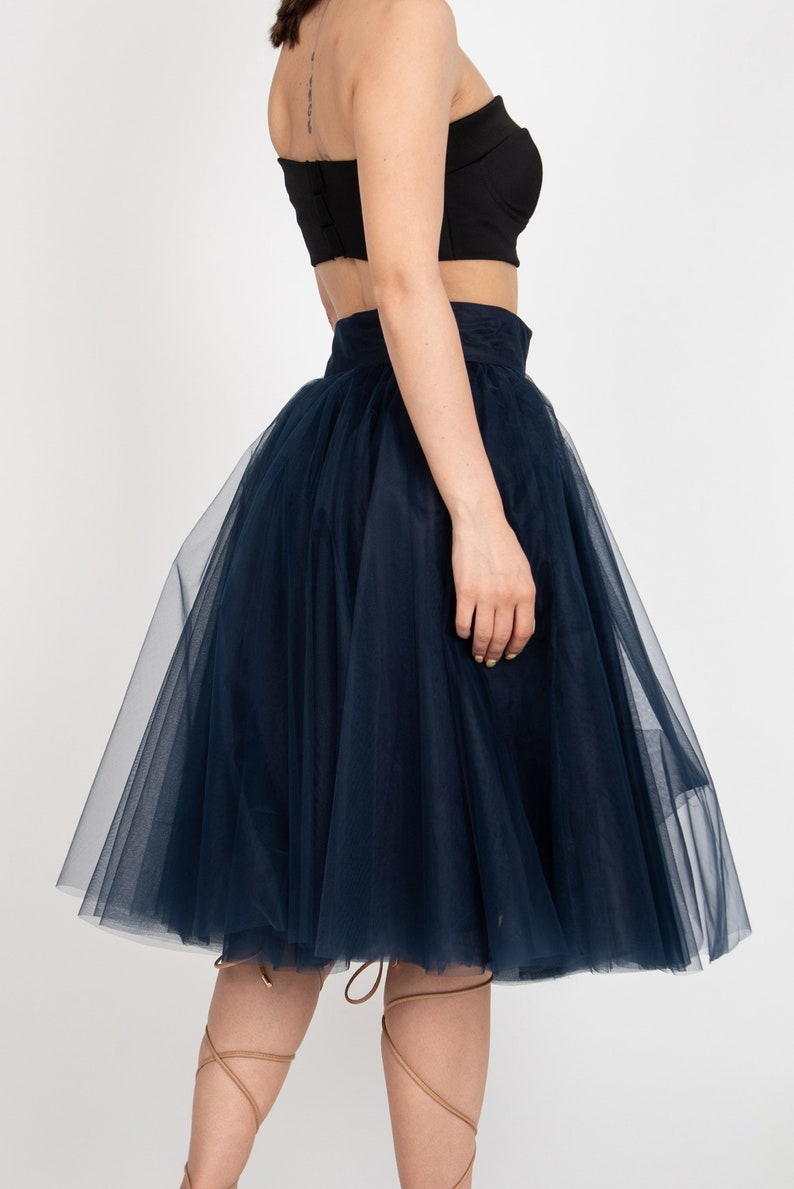 Women Tulle Skirt/Tutu Skirt/Princess Skirt/Blue Short Skirt/Blue Tutu Skirt/Casual Ballet Skirt/Dark Blue Mini Skirt/F2414 image 7