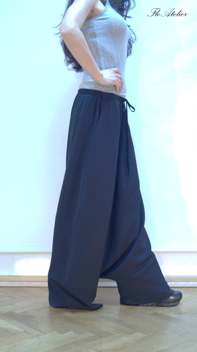 Loose Skirt Pants/Casual Black Drop Crotch Harem Pants/Unisex Etsy