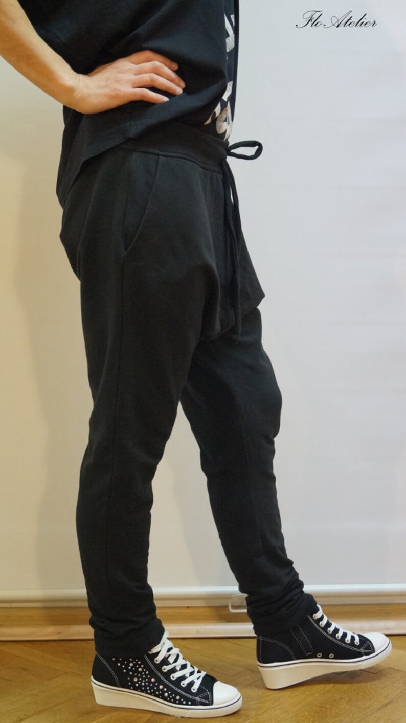 black drop crotch pants
