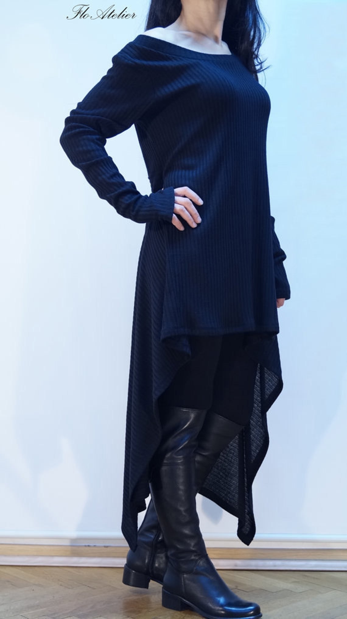 Black Asymmetrical Sweater/top Sweater Dress/knitwear Etsy UK