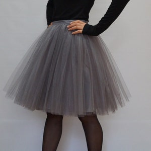 Women Tulle Skirt/Tea Length Tutu Skirt/Princess Skirt/Wedding Skirt/Knee Length Skirt/Gray Skirt/Grey Tutu Skirt/Grunch Skirt/F1294 image 1