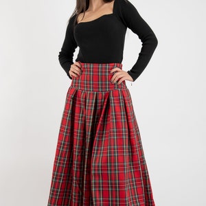 Lovely Checked Long Maxi Skirt/High or Low Waist Skirt/Long Waistband Skirt/Handmade Skirt/Low Waisted Black Skirt/Formal Skirt/Skirt/F2128 image 4