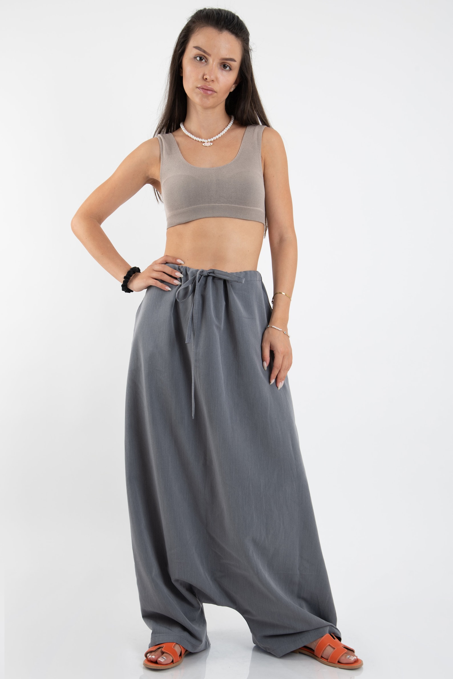 Loose Skirt Pants/casual Pants/black Drop Crotch Harem Etsy