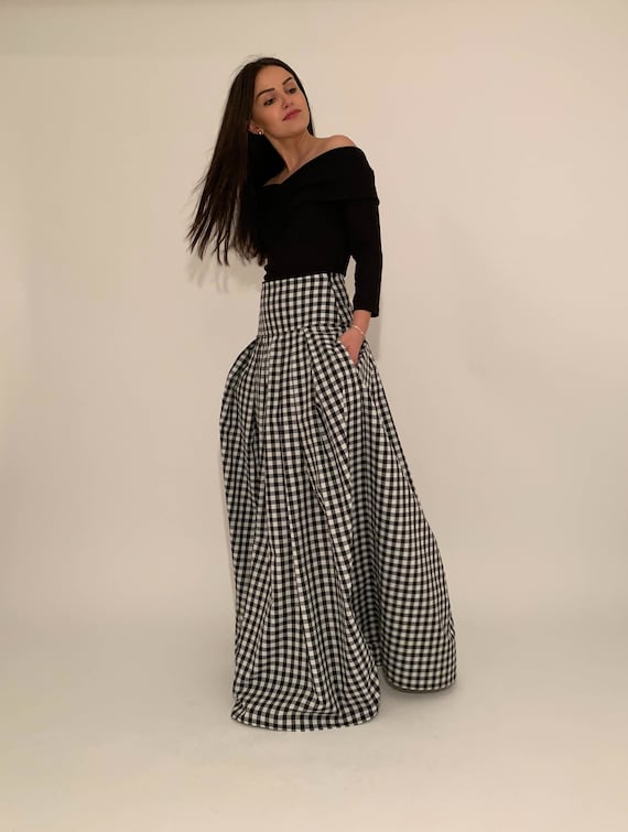 Preciosa falda larga maxi / de cintura alta o baja / - Etsy México